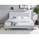 Literie Julien - frederic - Solide et Confortable Lit avec Sommier + Tête de Lit Capitonnee Couleur blanc + Pieds en 10 cm pour matelas en 120x190