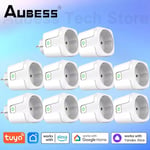 AUBESS-Prise de courant intelligente avec moniteur d'alimentation,WiFi,Zigequation,EU 16A,20A,Tuya Smart Life,Yandex Alice,Alexa,Google Home Assistant - Type 10 Pieces-WiFi 20A