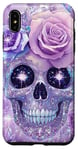 Coque pour iPhone XS Max Mignon rose violette et crâne avec étoiles crânes violets