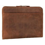 STILORD 'Troy' Housse en Cuir Ordinateur 13 Pouces Pochette pour MacBook et Laptop 13,3 Pouces Vintage Organiseur de Documents Dossiers Conférencier, Couleur:Tan - Marron - Scuro