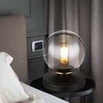 Etc-shop - Lampe à poser liseuse métal salon lampe à poser design couleur fumée avec boule en verre, laiton noir, interrupteur à câble, 1x G9, DxH