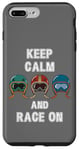 Coque pour iPhone 7 Plus/8 Plus Casques rétro vintage, Go Kart Car Racing, Keep Calm & Race On