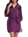 Migcaput Kimono Robe Femmes Peignoir Satin Femme Robes Chambre Kimonos Chemise de Nuit Court Mariée Demoiselle d'honneur