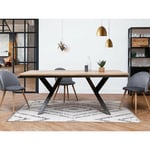 Table à manger Bobochic Table à manger steel Bois de manguier massif et pieds en métal noir 180x90 - Marron clair