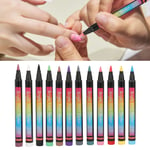 12PCS Nail Polish Pens Multiple Colors High Elasticity Soft Head DIY Nail SLS