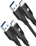 Usb C Câble [2pack,2m] Type C Câble Android Auto 3.1 Gen2 Usb A À C 3.1a Charge Rapide Câble De Transfert De Données 10gbit/S Pour Samsung Galaxy S23 S22 S21 Note 20 Pixel 7 Pro Noir