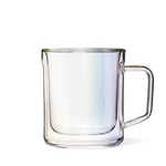 Corkcicle Glassware Handled Mug - 2 Double-Insulated Thermal Glass Cup - for Hot & Cold Beverages Including Espresso, Coffee, & Tea - Prismatic Finish - 16oz/475ml, Pack of 2