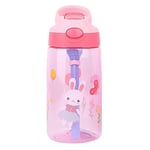 16OZ vesipullo oljilla BPA-vapaa Sports Cute muovinen vesipullo lasten koululle (Pink-1)