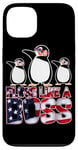 iPhone 13 Floss Like A Boss American Flag Funny Penguin 4th of July Case