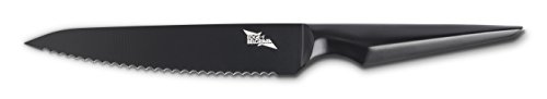 Edge of Belgravia Galatine Non Stick, Sharp Stainless Steel Kitchen Knife Blade with Ergonomic Hanlde Grip Heavy Feel for Cooking (Black, 7.5" Bread Knife, 19 CM)