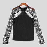 Men Sexy Fishnet Knit T Shirt Crop Top + Vest Tank 2PCS/Set Party Beach Clubwear