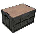 (Black)30L Outdoor Folding Storage Box Thicken Removable Portable Storage TD