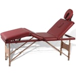 vidaXL Röd hopfällbar 4-sektions massagebänk med träram 110094