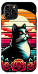 Coque pour iPhone 11 Pro Amoureux des chats de style rétro : T-shirt noir vintage drôle
