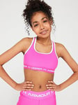 Boys, UNDER ARMOUR Junior Girls Crossback Mid Solid Sports Bra - Pink/White, Pink, Size Xl