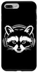 iPhone 7 Plus/8 Plus Black and White Gamer Raccoon with Headphones Case