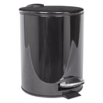 1x Black 5L Round Stainless Steel Pedal Bin Kitchen Bathroom Rubbish Waste Bins