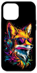 iPhone 12 Pro Max Fox Headphones Colorful Rainbow Colors Sunglasses DJ Foxes Case