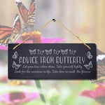 Stukk Garden Bees The Heaven Kisses Symbol of Transformation Laser Hanging Sign (Advice from Butterfly), Natural Engraved Slate Stone Plaque, 30x12cm (Large)