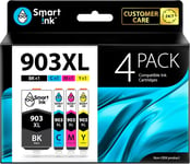 Cartouche d¿Encre Compatible pour HP 903 XL 903XL 4 Pack (Noir XL & Cyan Magenta Jaune) avec Système de Puce Avancée pour Offic6950 All-in-One OfficPro 6960 6970 All-in-One