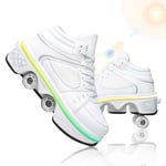 JYHGX Deformation Roller Skates Retractable Quad Skates Shoes 2 in 1 Parkour Shoes with 7 Color Changing Light 2 in 1 Removable Pulley Skates Skating
