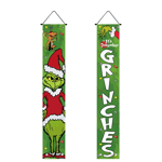 Christmas Grinch hängande banner flagga för dörr vägg Xmas dekor D