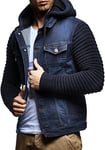 Leif Nelson pour des Hommes Veste Hoodie Cardigan Pull à Capuche Vintage Veste en Jean Sweat Corde Jeans LN5240; ,Bleu foncé,Small