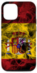 Coque pour iPhone 15 Pro Espagne avec fumée, drapeau espagnol, Espagne