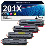 HALLOLUX 201A 201X Toner Cartridges - High Yield 4 Pack Replacement for HP 201X 201A Compatible with HP Color Laserj Pro MFP M252dw M277n M252n M274n M274dw Printers (Black Magenta Cyan Yellow)