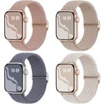 Flätad Stretchy Solo Loop kompatibel för Apple Watch Band 4pcs 3 38/40/41mm