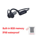 (musta 8g sd ipx8)Bone Conduction Bluetooth-kuulokkeet uimaan IPX8 / IPX4-kuulokkeet mikrofonilla Langattomat urheiluvedenpitävät kuulokkeet Iphone Xiaomi -kuulokkeille ja kuulokkeille