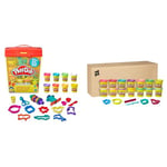 Lot Play-Doh Pâte à modeler, Super Boite a Accessoires avec 8 Pots + Ensemble de 14 Pots de 84 g Pâte Scintillante et Colorée