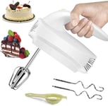 Hand Mixer Electric, 5-Speed Hand-Held Electric Whisk, Turbo Handheld Kitchen Mixer, Stainless Steel Egg Whisk with 2 Beaters Sticks and 2 Dough Sticks for Whipping Cream, Making Cake, Baking