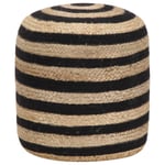 Handgjord sittpuff svart 40x45 cm jute