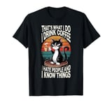 Grumpy Cats Drinking Coffee, Funny I Hate People Design T-Shirt