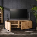 Meuble TV style nature 135 cm en acacia massif naturel Brunia Naturel BLOCK : tv 2P