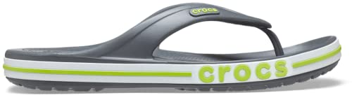 Crocs Unisex Bayaband Flip Flop, Slate Grey/Lime Punch, 7 UK