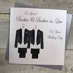 White Cotton Cards Code PD209bro Combinaison de Mariage Inscription to A Special Brother &Brother-in-Law on Your Wedding Day Gay Carte de vœux de Mariage Fait à la Main