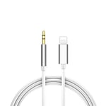 1M Lightning till AUX 3,5 mm kabeladapter bil silver