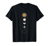 Minimalist Celestial Art Golden, Sun Full Moon T-Shirt