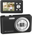 Appareil Photo Numérique,Appareil Photo Compact HD 1080P avec Carte de 32 Go,48MP Appareil Photo 16X Zoom Numérique Appareil Photo Numérique pour Adolescents,Débutants(Noir)(Q8)