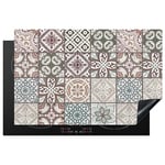 KitchenYeah© Protege Plaque Tapis Pour Induction 80x52 cm Décoration Cuisine Protection Vitrocéramique Pour Cuisiniere Mosaïque - Marron - Motif - Carreau - 80x52 cm