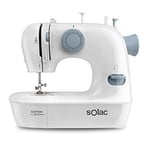 Solac SW8221 Coton 12.2 - Machine à coudre, 12 points de suture, Enfilage facile, Bras libre, chargement vertical, Éclairage dans la zone de travail, avec et sans pédale, transportable, Blanc