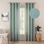 MIULEE 2 Panneaux Rideaux Lin Voilage Imitaion Rideau De Fenêtre Semi-Transparents Lisse Élégant Décoration Voile De Fenêtre Durable Traitement pour Chambre Salon Balcon 140x225(L X H) Vert