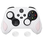 playvital Scorpion Edition Two-Tone Anti-Slip Silicone Case Cover for Xbox Series X/S Controller, Soft Rubber Case for Xbox Core Controller with Thumb Grip Caps - White & Pink