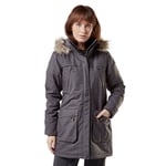 Peter Storm WoMens Paloma Waterproof Parka Jacket with Faux Fur Lined Hood, Winter Coat - Grey Polyamide - Size 12 UK