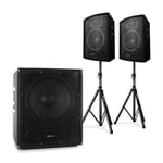 Set Skytec 2.1 Subwoofer actif, paire enceintes et supports