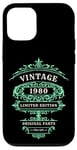 Coque pour iPhone 13 Pro Vintage 1980, édition LTD, vert, pièces originales d'anniversaire