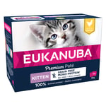 36 + 12 på köpet! 48 x 85 g Eukanuba Grain Free - Kitten med kyckling