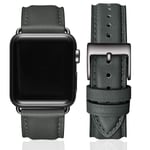 SUNFWR Leather Bands for Apple Watch Strap 45mm 44mm 42mm,Men Women Replacement Genuine Leather Strap for iWatch SE Series 7 6 5 4 3 2 1 Sport,Edition(42mm 44mm 45mm,Space gray&Black)